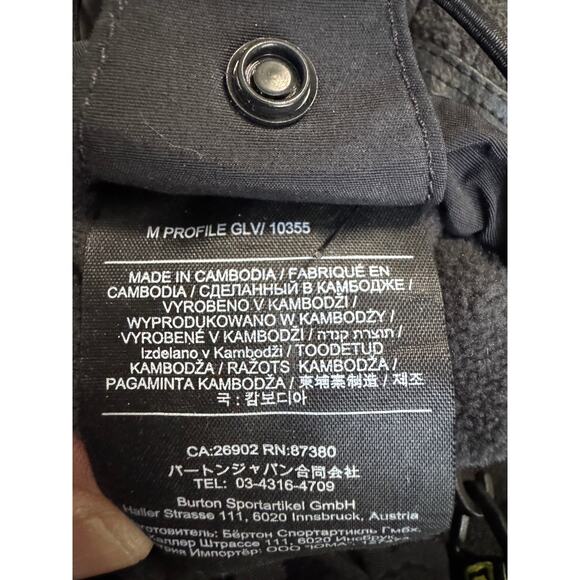 Burton Men’s Profile Gloves – Black – Size M – Waterproof Insulated Snow Gloves - Picture 4 of 5